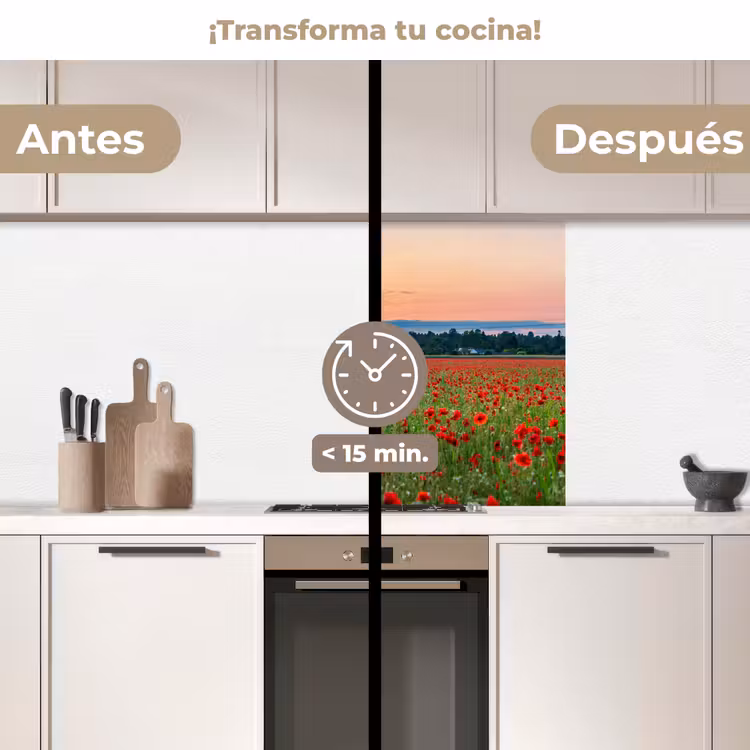 Revestimiento cocina - Amapolas - Paisaje - Rojo - Flores — 2