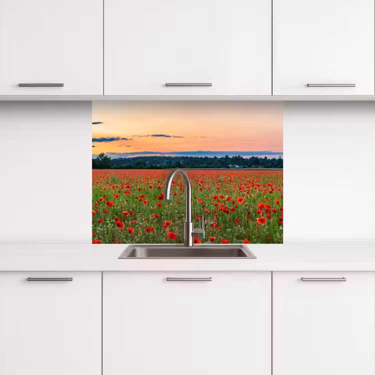 Revestimiento cocina - Amapolas - Paisaje - Rojo - Flores — 3