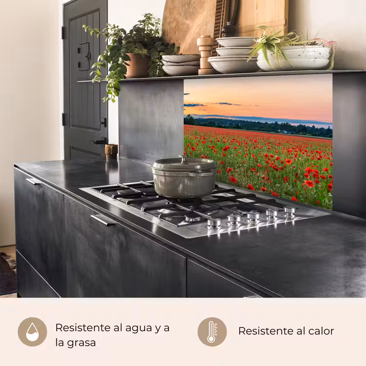 Revestimiento cocina - Amapolas - Paisaje - Rojo - Flores — 4