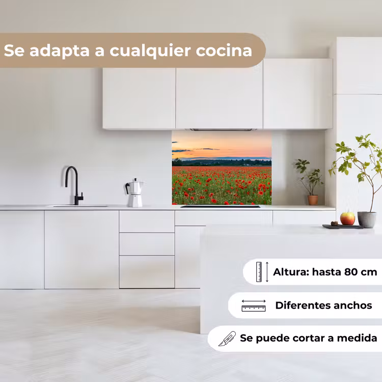 Revestimiento cocina - Amapolas - Paisaje - Rojo - Flores — 6
