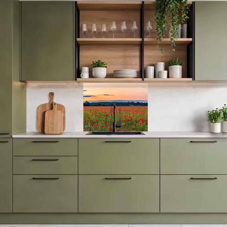 Revestimiento cocina - Amapolas - Paisaje - Rojo - Flores — 7