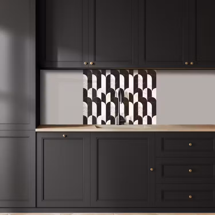 Revestimiento cocina - Arcos - Baldosas - Mármol - Negro - Blanco — 5