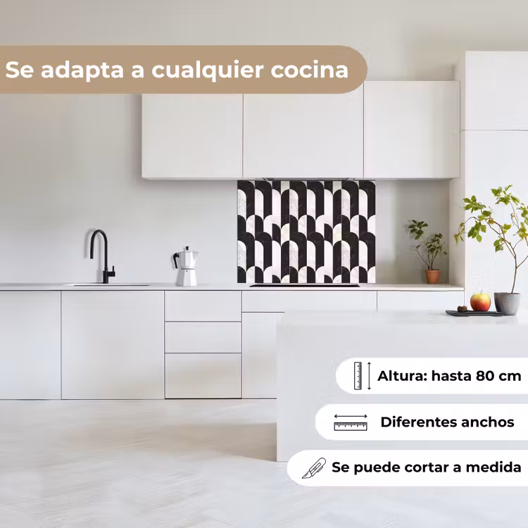 Revestimiento cocina - Arcos - Baldosas - Mármol - Negro - Blanco — 6