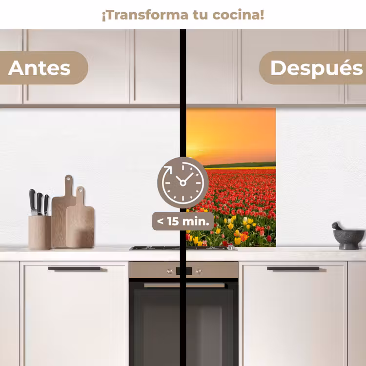 Revestimiento cocina - Flores - Paisaje - Tulipanes - Puesta de sol — 2