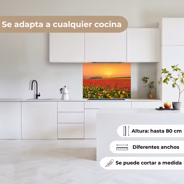 Revestimiento cocina - Flores - Paisaje - Tulipanes - Puesta de sol — 6