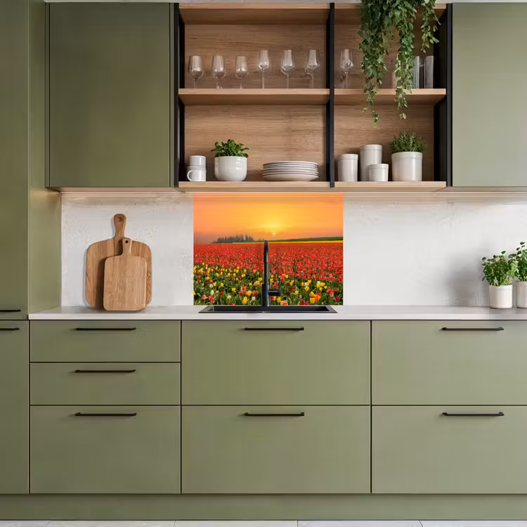 Revestimiento cocina - Flores - Paisaje - Tulipanes - Puesta de sol — 7