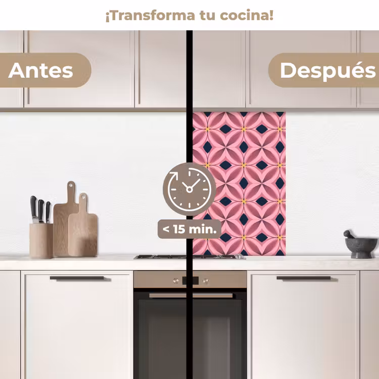 Revestimiento cocina - Patrón - Pétalos - Rosa - Azul — 2