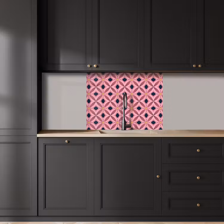 Revestimiento cocina - Patrón - Pétalos - Rosa - Azul — 5