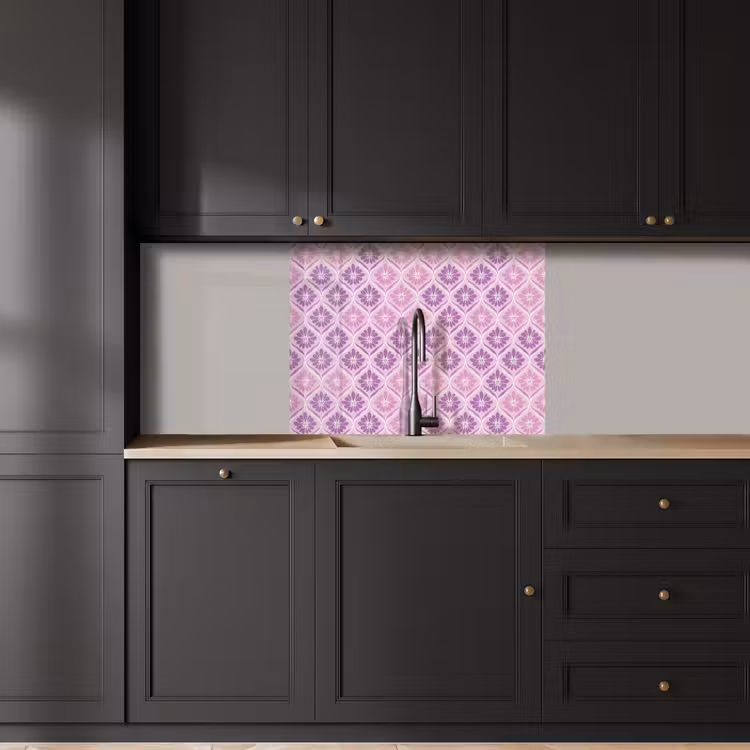 Revestimiento cocina - Plaid floral - Patrón - Morado — 5