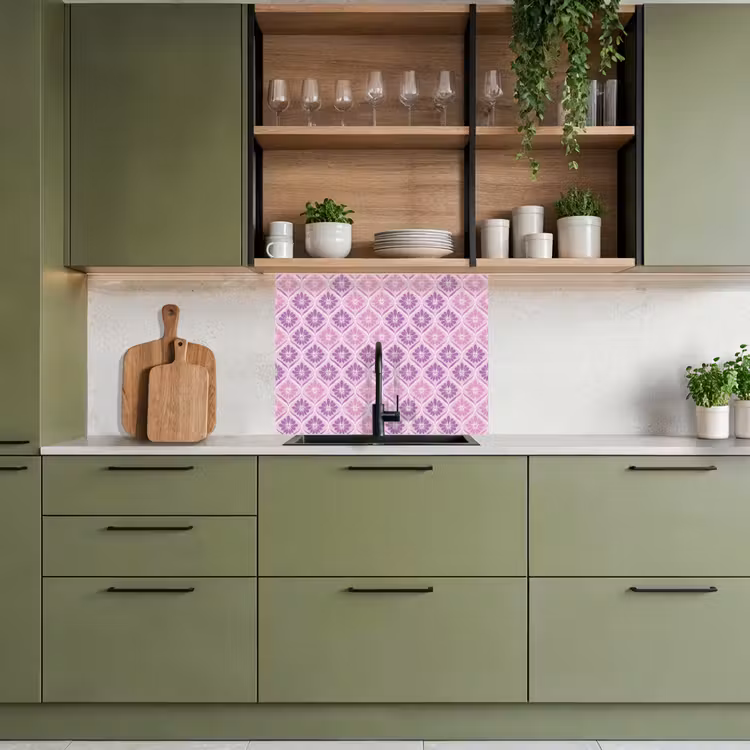 Revestimiento cocina - Plaid floral - Patrón - Morado — 7