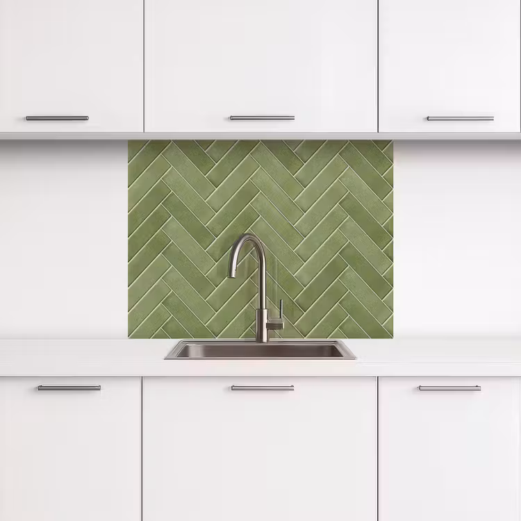 Revestimiento cocina - Textura en espiga - Baldosas - Verde oliva — 3
