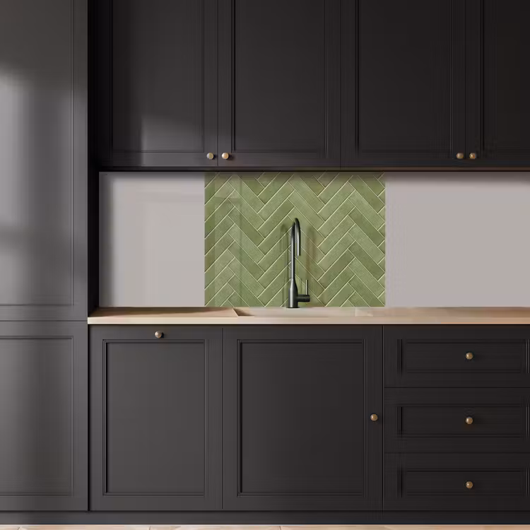 Revestimiento cocina - Textura en espiga - Baldosas - Verde oliva — 5