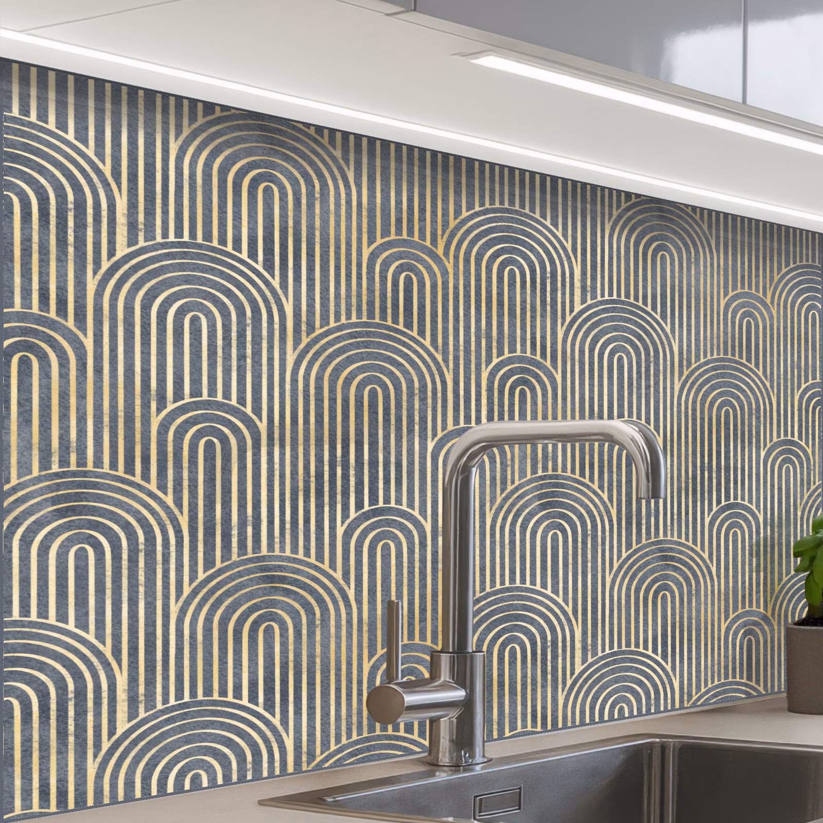 Revestimiento cocina - Lazo - Oro - Azul — 1