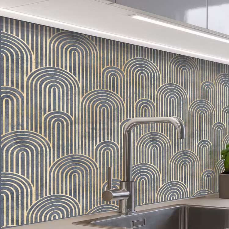 Revestimiento cocina - Lazo - Oro - Azul — 1