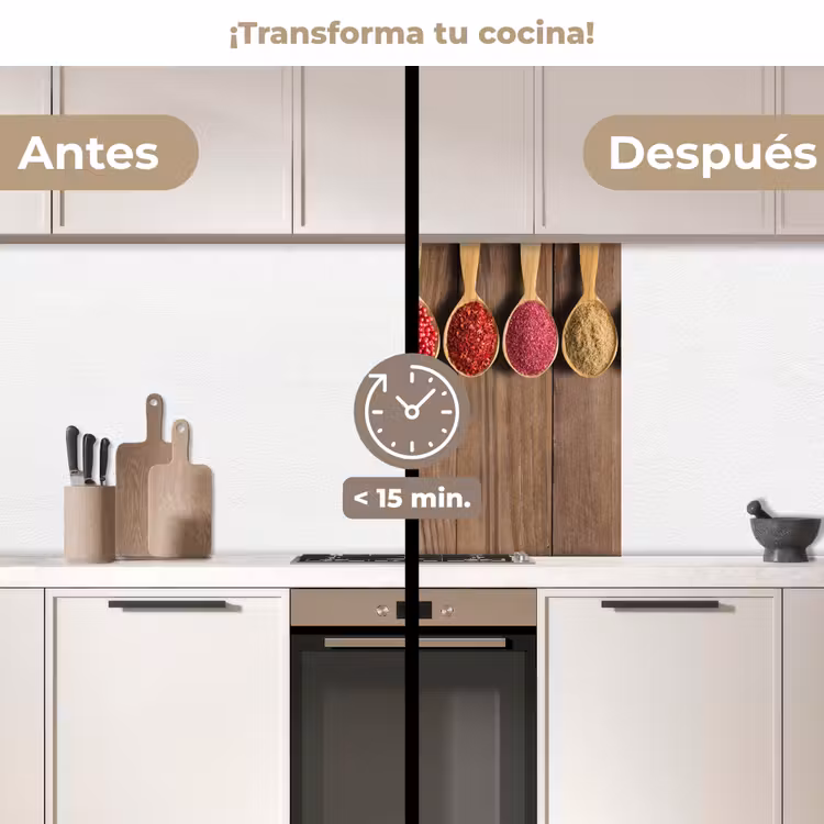 Revestimiento cocina - Cucharas - Hierbas - Madera — 2