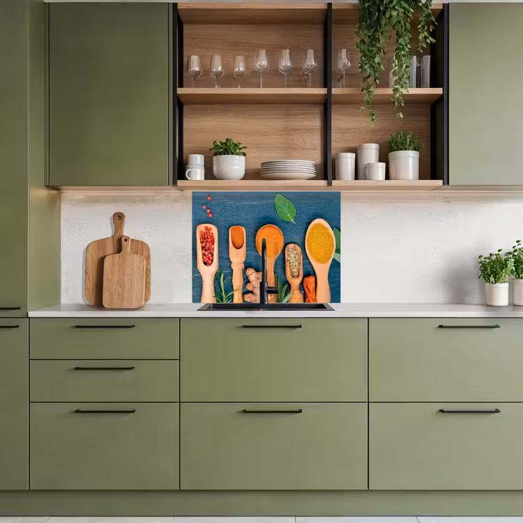 Revestimiento cocina - Cucharas - Madera - Hierbas - Especias — 7