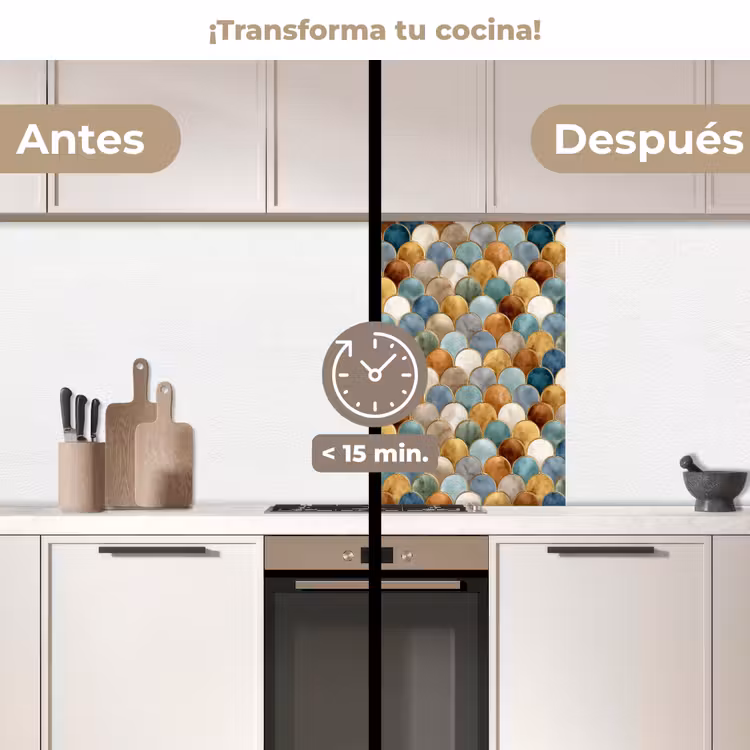 Revestimiento cocina - Forma de escama - Tonos tierra - Metálico - Brillante — 2