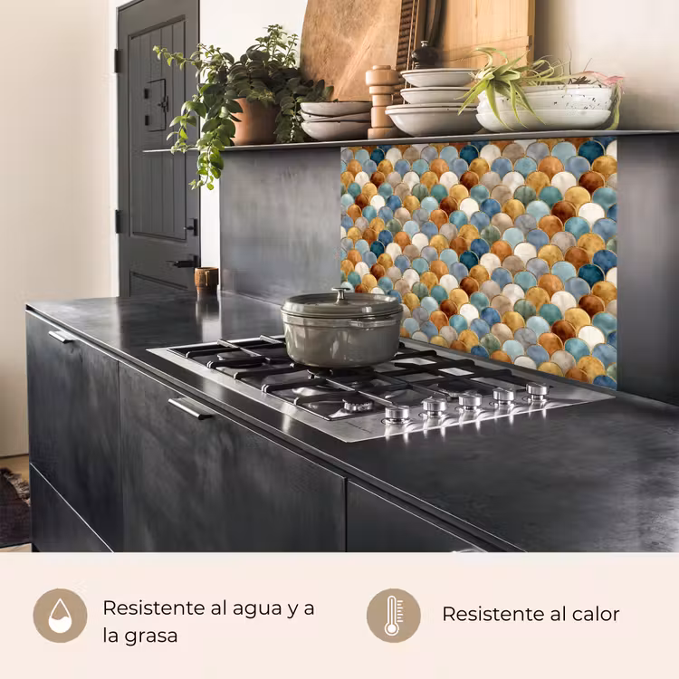 Revestimiento cocina - Forma de escama - Tonos tierra - Metálico - Brillante — 4