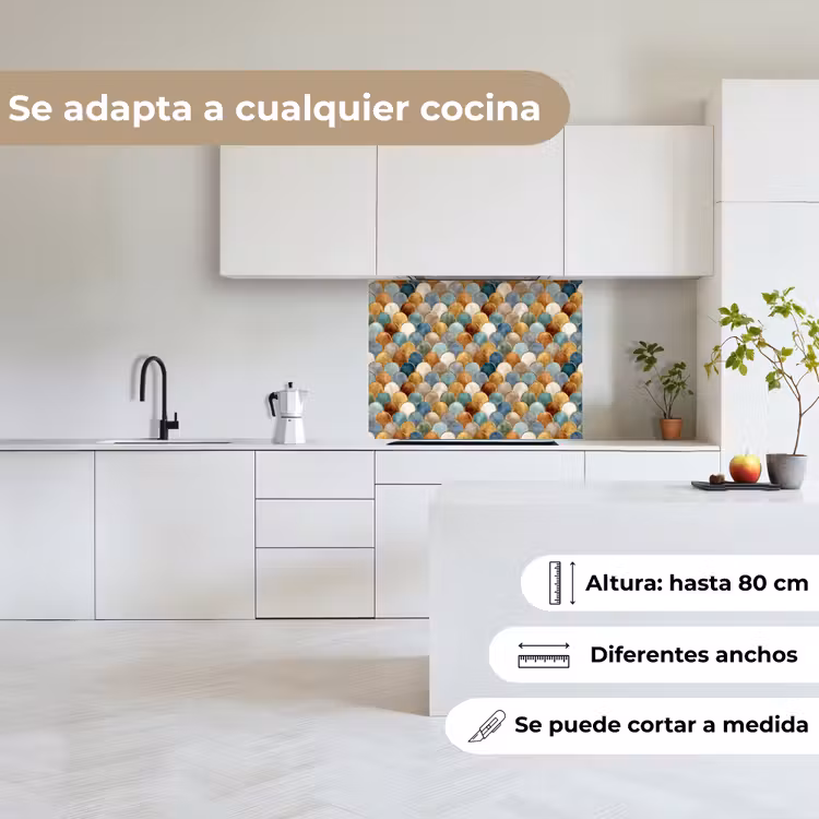 Revestimiento cocina - Forma de escama - Tonos tierra - Metálico - Brillante — 6