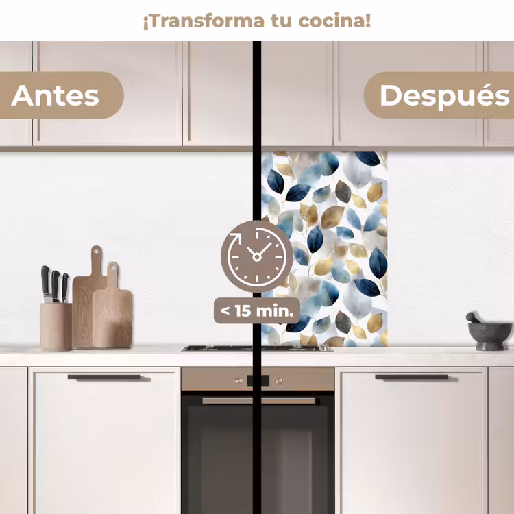 Revestimiento cocina - Hoja - Mix - Acuarela - Oro — 2