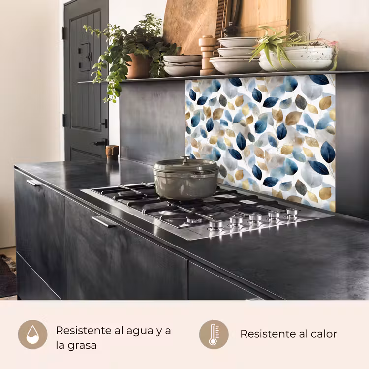 Revestimiento cocina - Hoja - Mix - Acuarela - Oro — 4