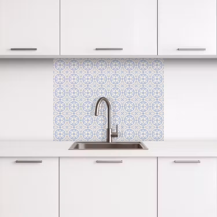 Revestimiento cocina - Azulejos - Estampado - Beige - Azul — 3