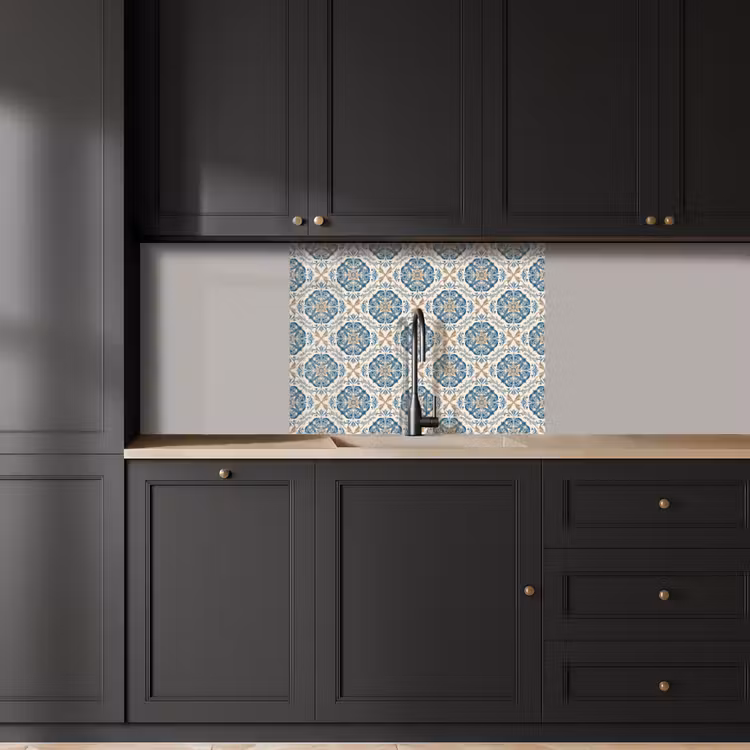 Revestimiento cocina - Azulejos - Patrón - Azul - Oro — 5