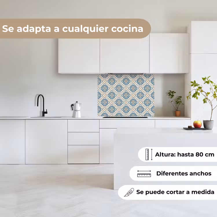 Revestimiento cocina - Azulejos - Patrón - Azul - Oro — 6