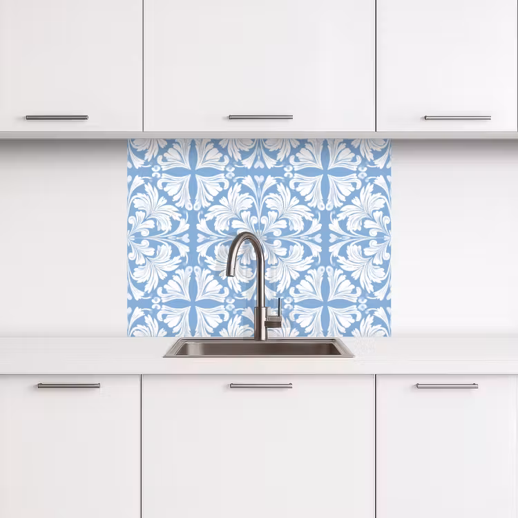 Revestimiento cocina - Azulejos - Patrón - Blanco - Azul — 3