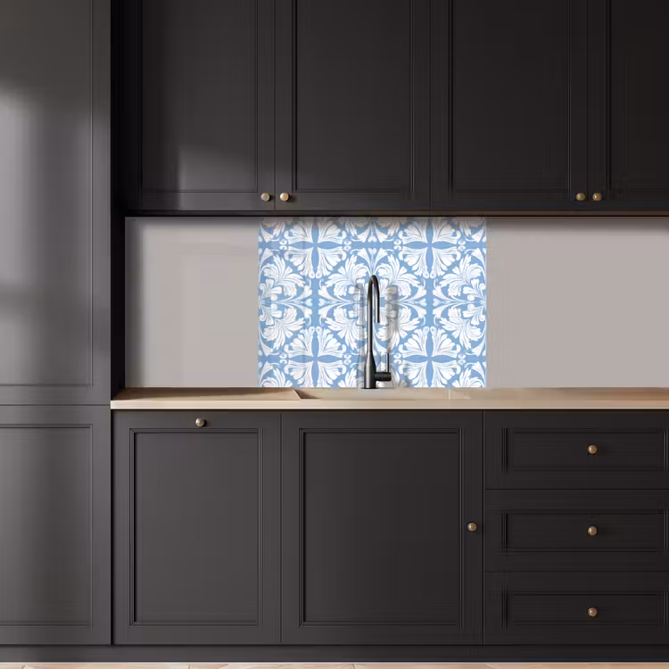 Revestimiento cocina - Azulejos - Patrón - Blanco - Azul — 5