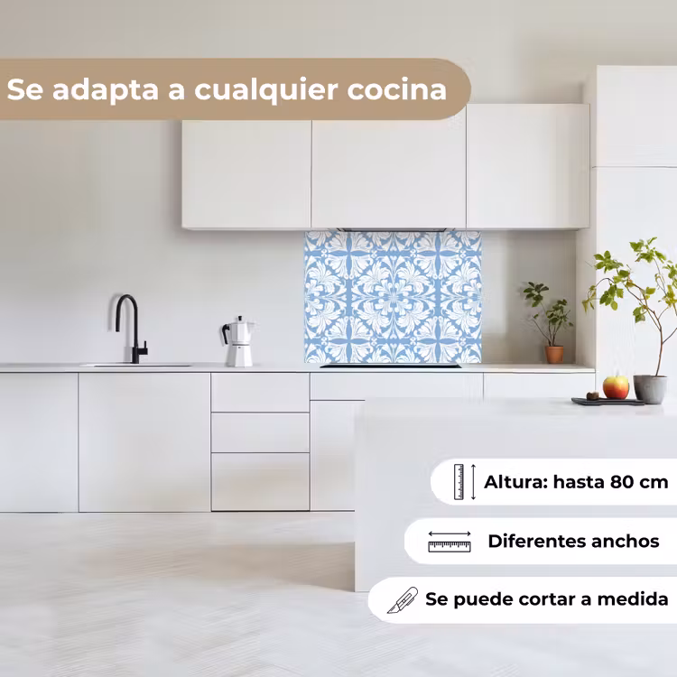 Revestimiento cocina - Azulejos - Patrón - Blanco - Azul — 6