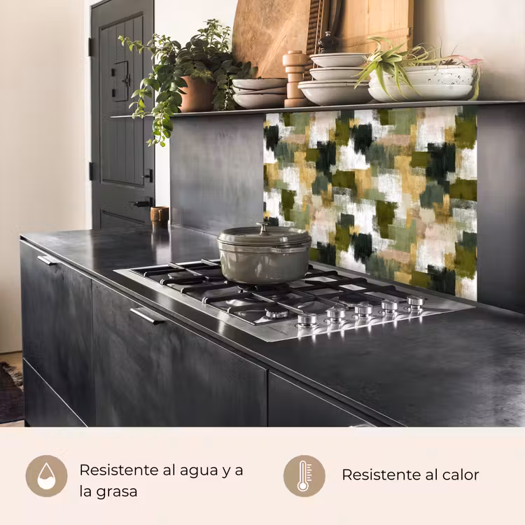 Revestimiento cocina - Rayas de pincel - Musgo - Tonos de verde — 4