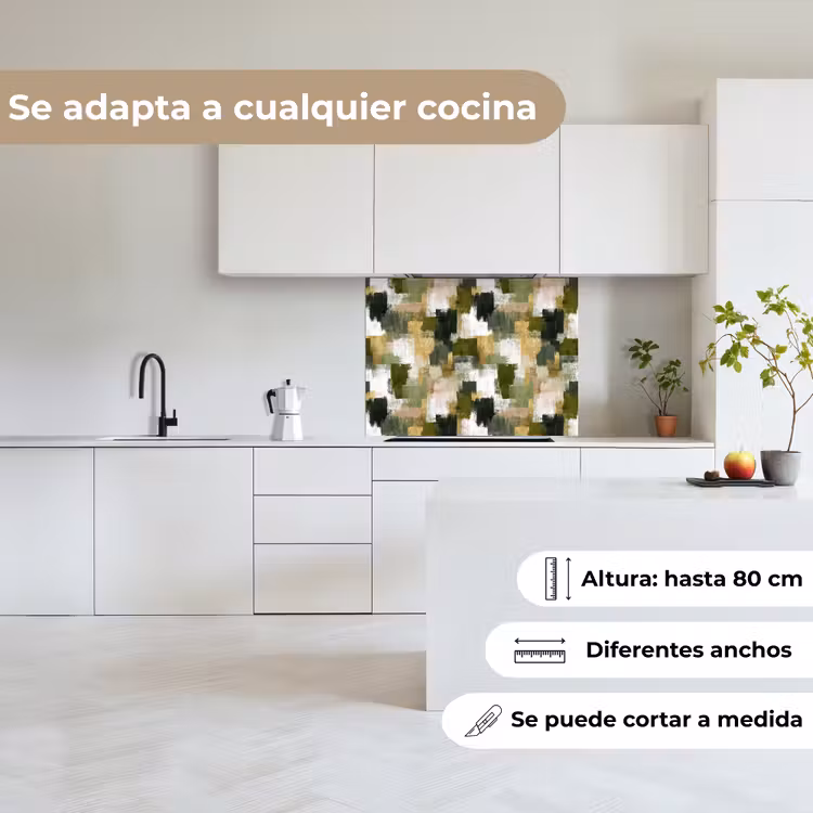 Revestimiento cocina - Rayas de pincel - Musgo - Tonos de verde — 6