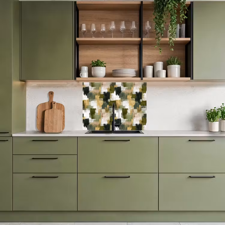 Revestimiento cocina - Rayas de pincel - Musgo - Tonos de verde — 7