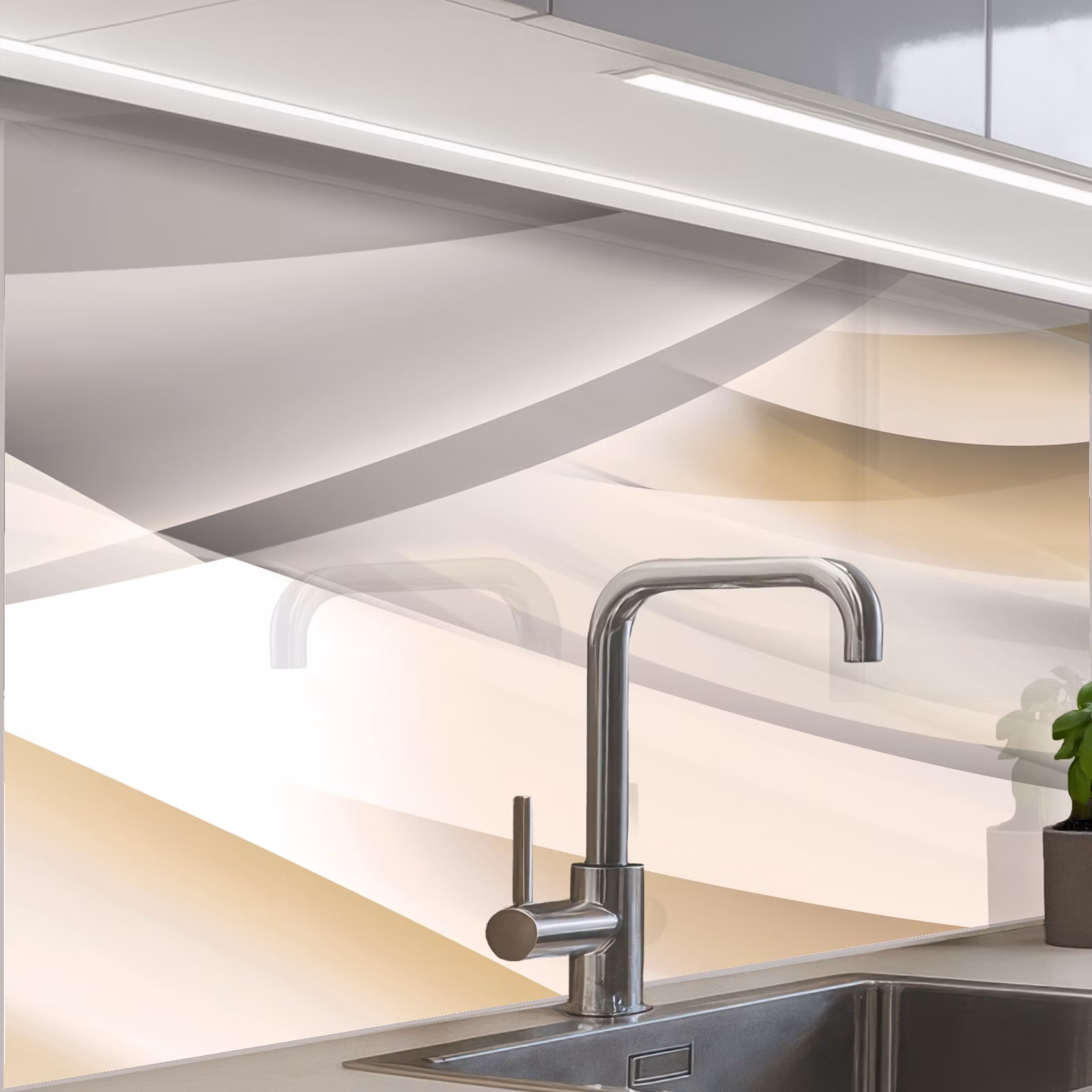 Revestimiento cocina - Olas - Abstracto - Beige — 1