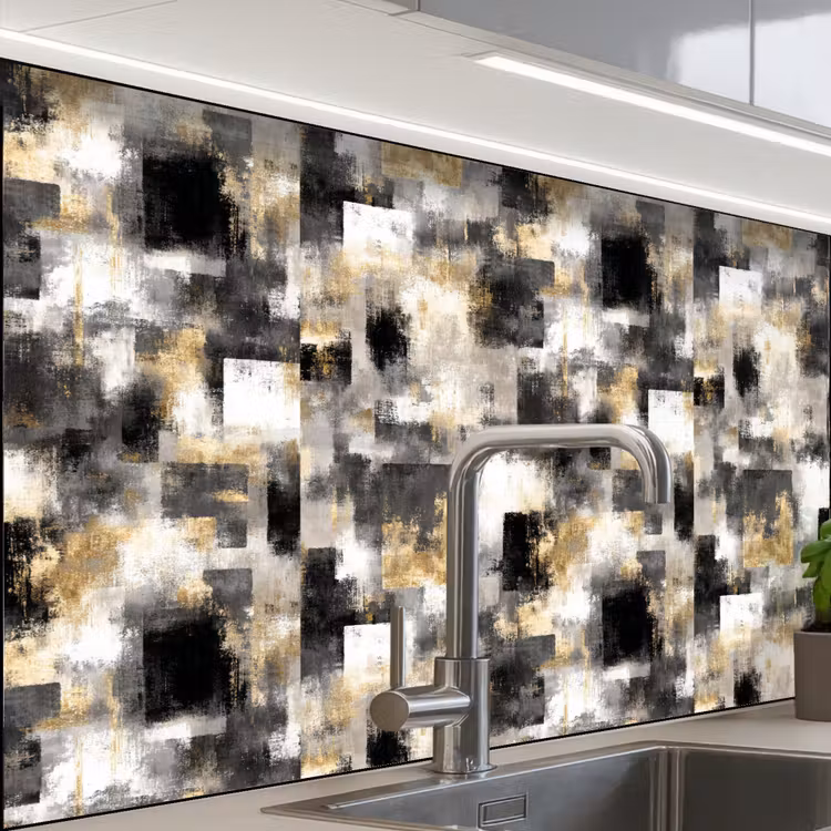 Revestimiento cocina - Pinceladas - Sombras - Negro - Oro — 1