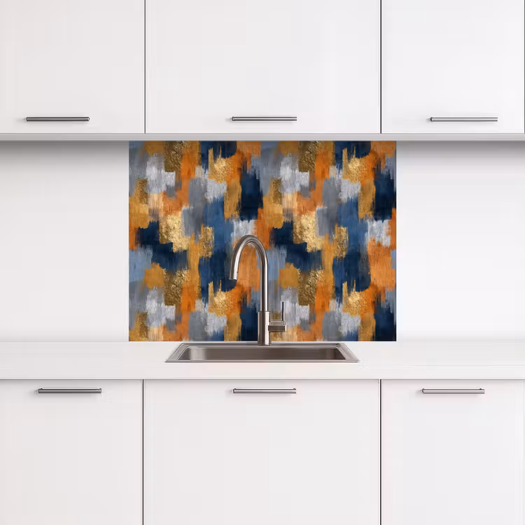 Revestimiento cocina - Rayas de pincel - Áspero - Textura - Azul cobrizo — 3