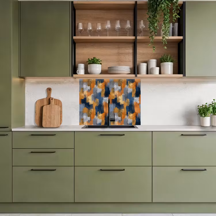 Revestimiento cocina - Rayas de pincel - Áspero - Textura - Azul cobrizo — 7