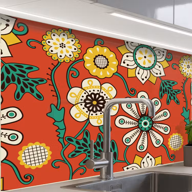 Revestimiento cocina - Diseño - Flores - Hippie - Retro — 1