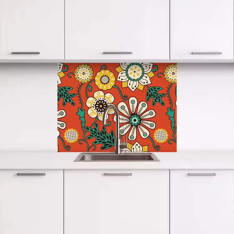 Revestimiento cocina - Diseño - Flores - Hippie - Retro — 3