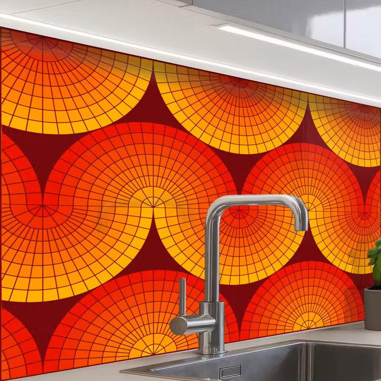 Revestimiento cocina - Diseño - Retro - Rojo - Abstracto — 1