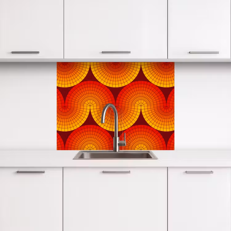 Revestimiento cocina - Diseño - Retro - Rojo - Abstracto — 3