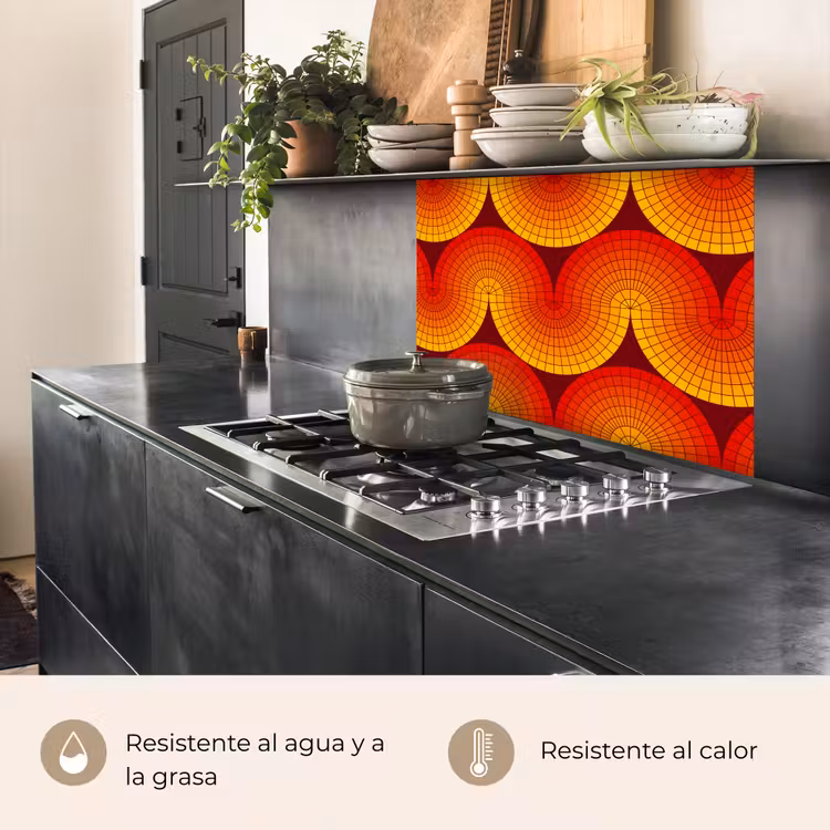 Revestimiento cocina - Diseño - Retro - Rojo - Abstracto — 4