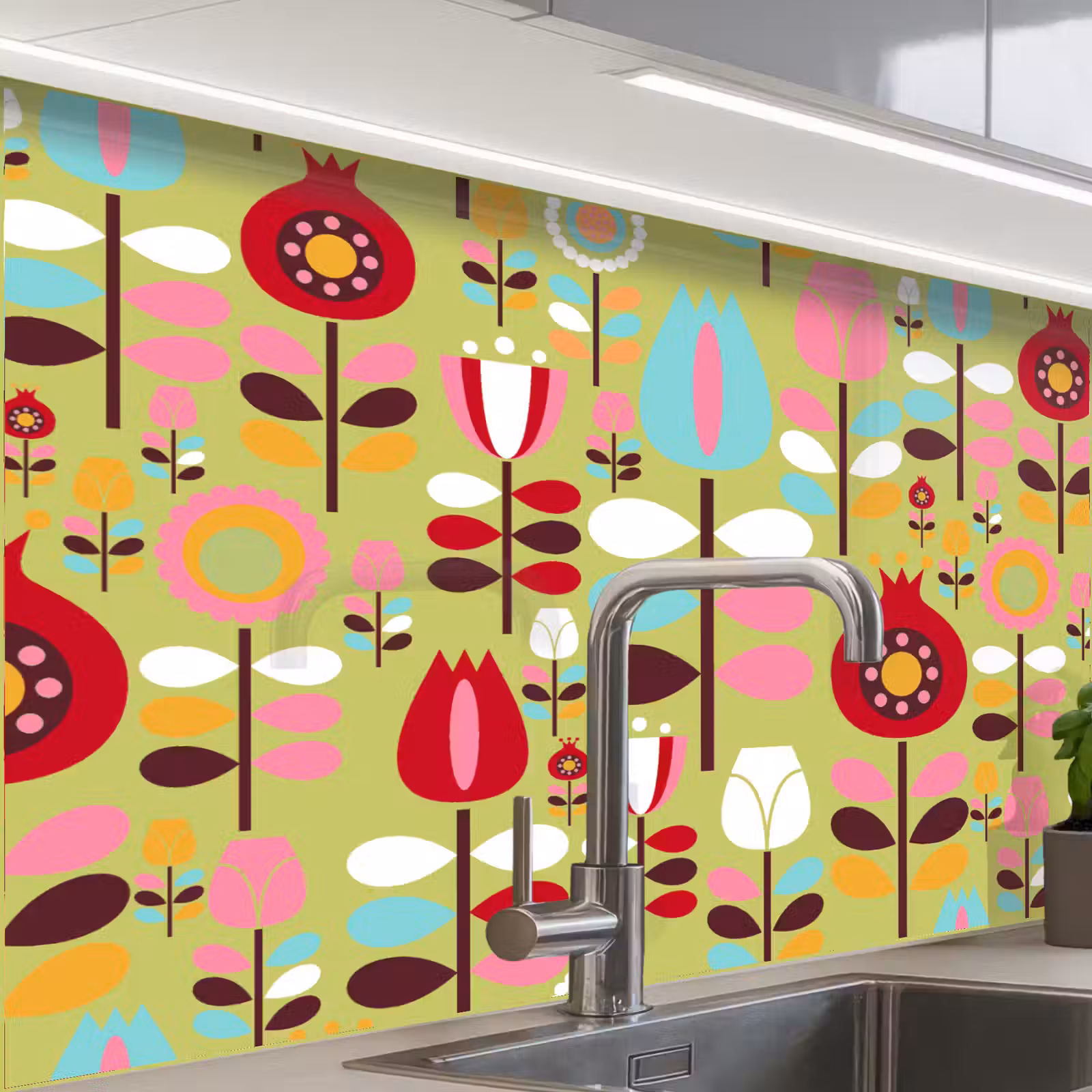 Revestimiento cocina - Patrones - Flores - Colores — 1