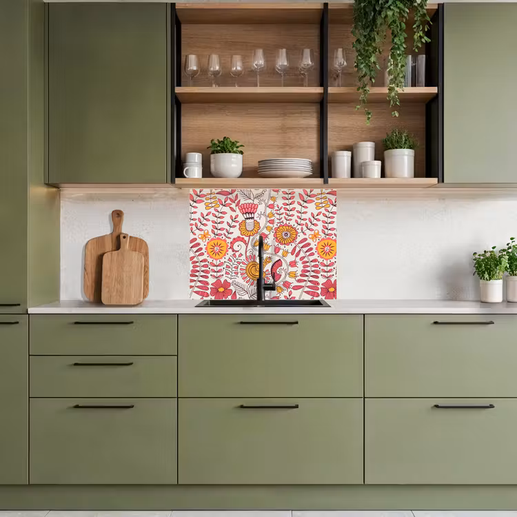 Revestimiento cocina - Flores - Diseño - Rosa - Naranja — 7