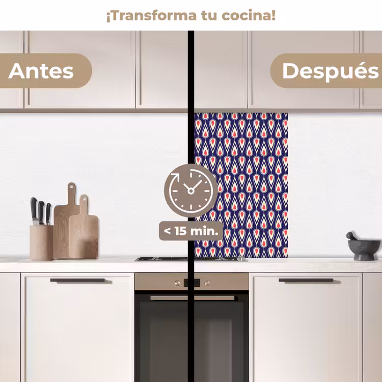 Revestimiento cocina - Patrones - Vintage - Azul - Rojo — 2