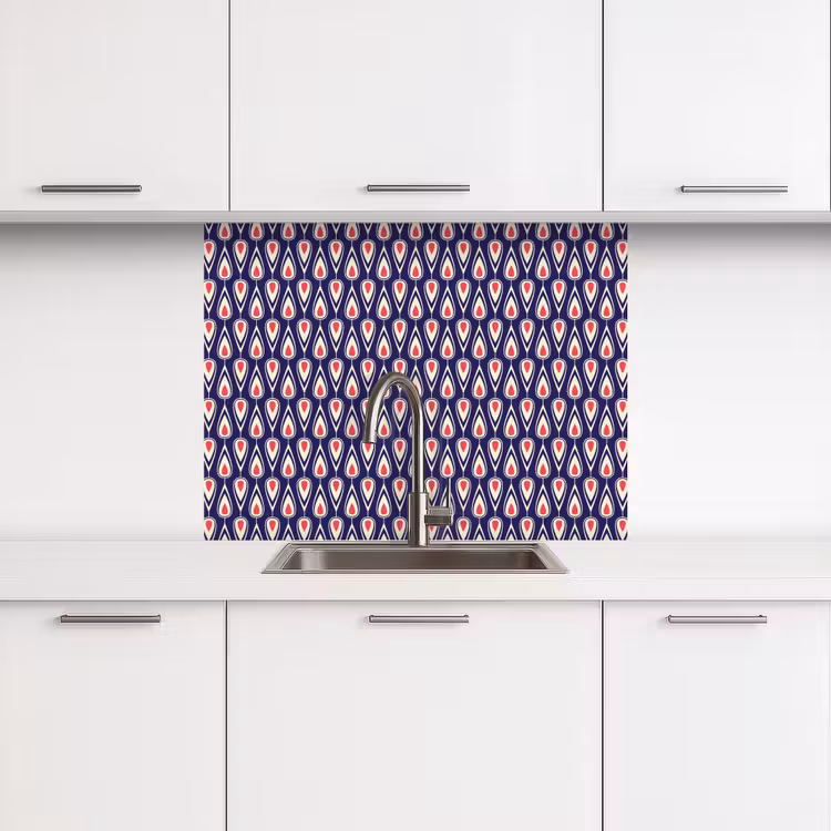 Revestimiento cocina - Patrones - Vintage - Azul - Rojo — 3