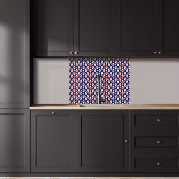 Revestimiento cocina - Patrones - Vintage - Azul - Rojo — 5
