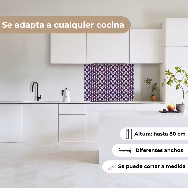 Revestimiento cocina - Patrones - Vintage - Azul - Rojo — 6