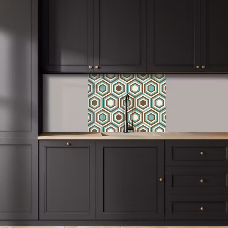 Revestimiento cocina - Retro - Panal - Azul - Marrón — 5